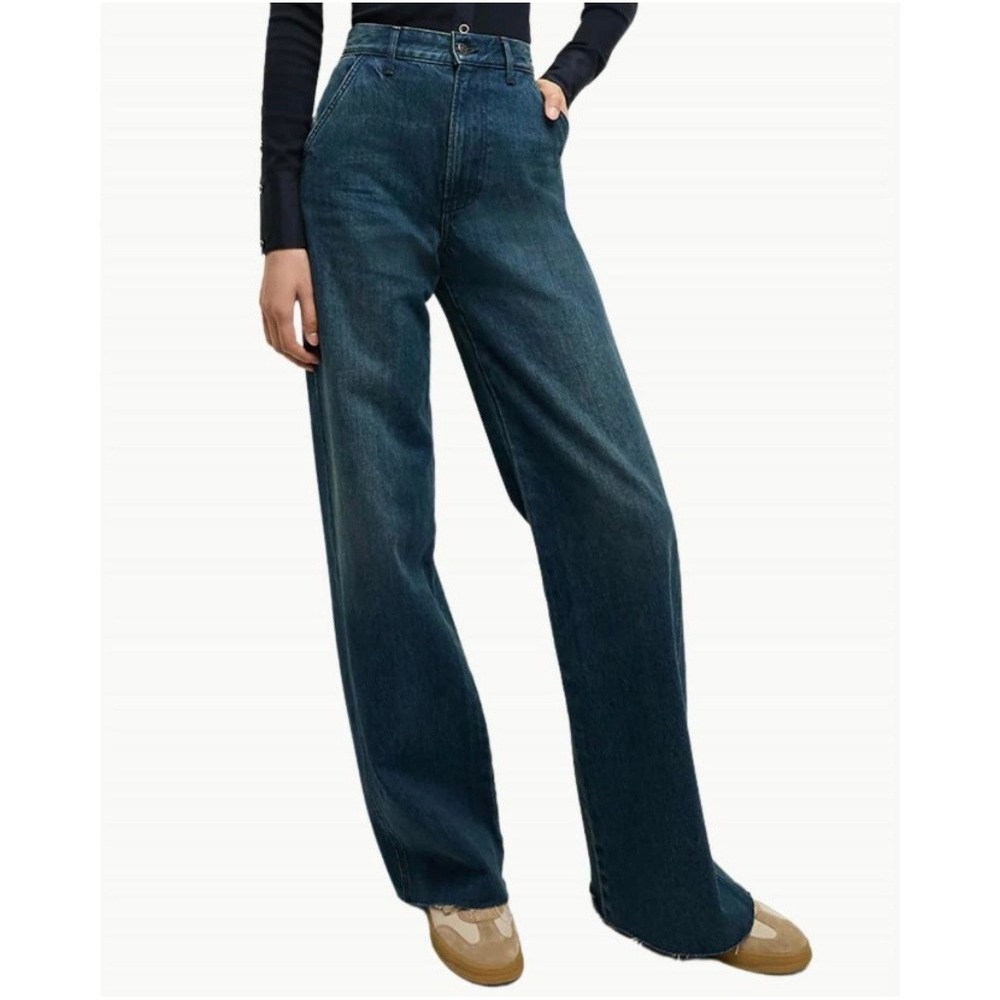 Veronica Beard Taylor High Rise Wide Leg‎ Jeans Northern Lights Indigo Blue 26